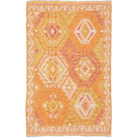 Tappeto Kilim Afghanistan Geometrico Arancione Giallo 99x156