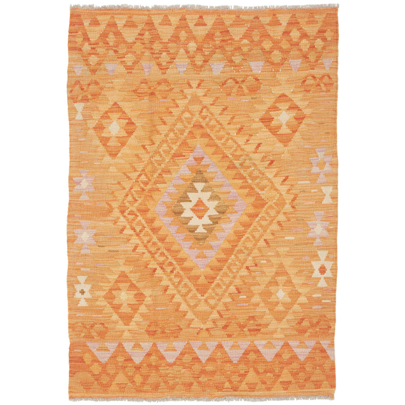 Tappeto Kilim Afghanistan Geometrico Arancio Terracotta 104x