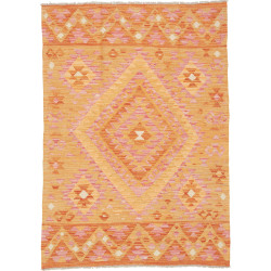 Tappeto Kilim Afghanistan Astratto Arancione Rosa 102x144 Cm