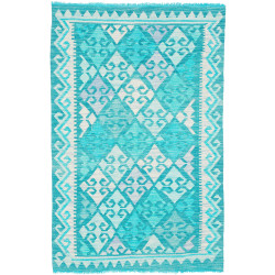 Tappeto Kilim Afghanistan Geometrico Turchese Crema 106x160