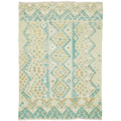 Tappeto Kilim Afghanistan Geometrico Crema Turchese 122x170