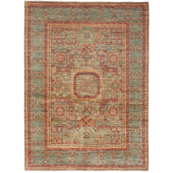 Tappeto Mamlouk Pakistan Geometrico Turchese Rosso 153x207 C