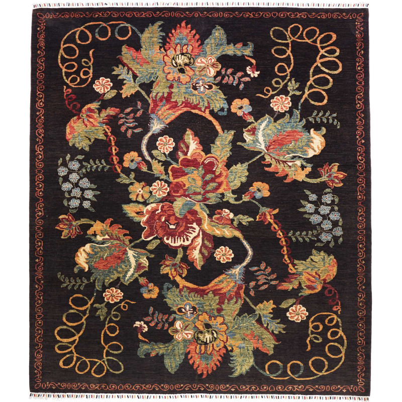 Tappeto Zigler Fine Pakistan Floreale Nero Rosso 249x280 Cm