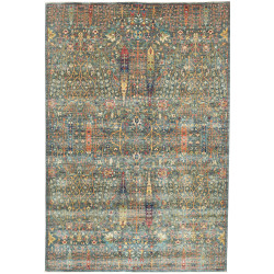 Tappeto Shahi Fine Pakistan Floreale Verde Petrolio Multicol