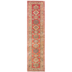 Tappeto Kazak Fine Pakistan Terracotta Blu Indaco 76x319 cm