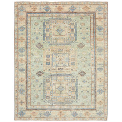 Tappeto Kazak Fine Pakistan Verde Acqua Beige 196x252 cm