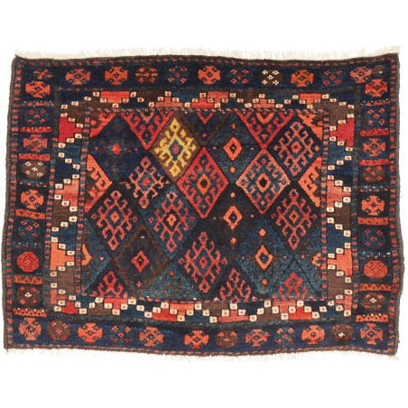 Tappeto Gabbeh Fine Persia Blu Notte Rosso Terracotta 80x108
