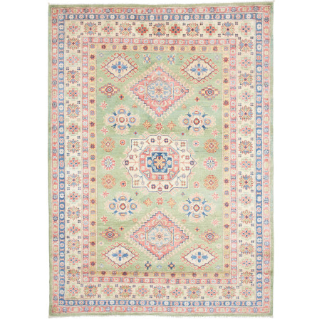 Tappeto Kazak Afghanistan Verde Salvia Rosa Corallo 151x211