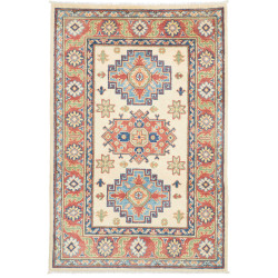 Tappeto Kazak Co Afgahnistan Crema Con Accenti Terracotta E
