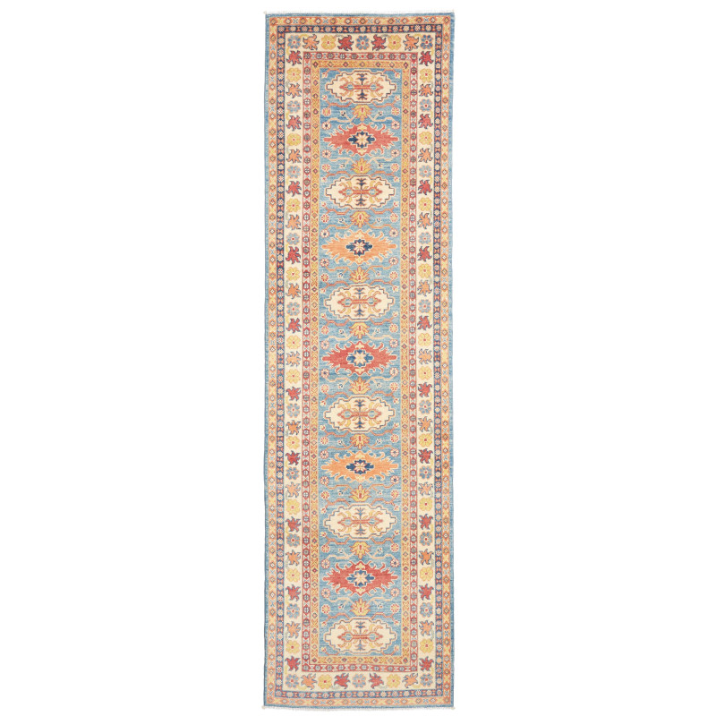 Tappeto Kazak Co Afgahnistan Azzurro Terracotta 81x302 cm