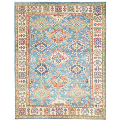 Tappeto Kazak Co Afgahnistan Blu Terracotta E Crema 154x200