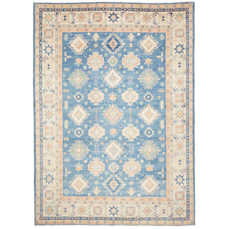 Tappeto Kazak Co Afgahnistan Blu Sereno Crema 249x352 cm