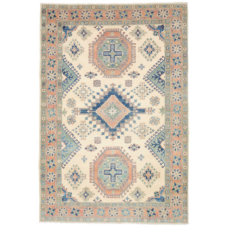 Tappeto Kazak Co Afgahnistan Crema Blu 204x306 cm