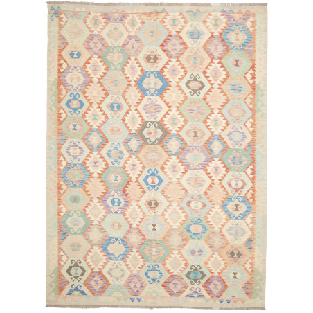 Tappeto Killim Afgahnistan Toni Pastello Su Base Crema 211x3