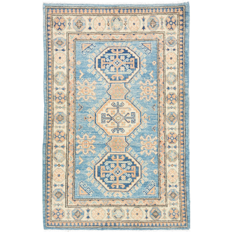 Tappeto Kazak Co Afgahnistan Blu E Beige 82x126 cm