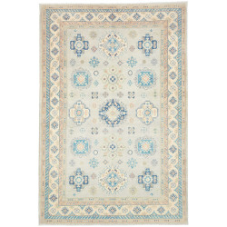 Tappeto Kazak Co Afgahnistan Grigio-azzurro Tenue Blu 203x30