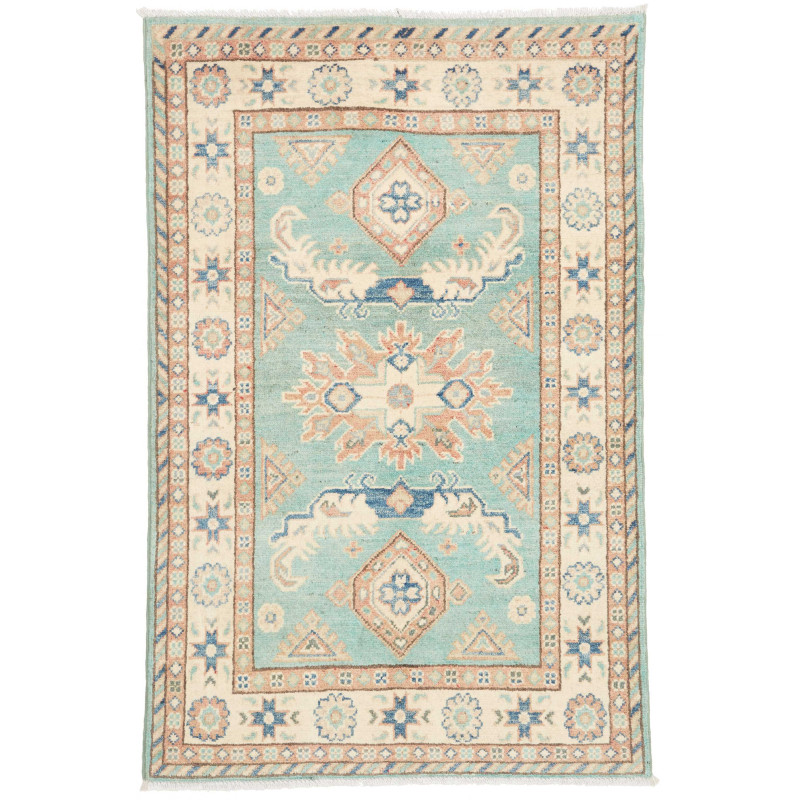 Tappeto Kazak Co Afgahnistan Acquamarina Crema 82x126 cm