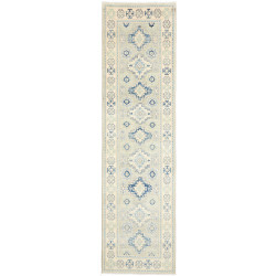 Tappeto Kazak Co Afgahnistan Blu E Beige Chiaro 78x291 cm