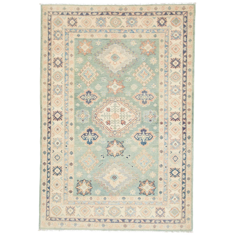 Tappeto Kazak Co Afgahnistan Verde Acqua Crema 122x179 cm