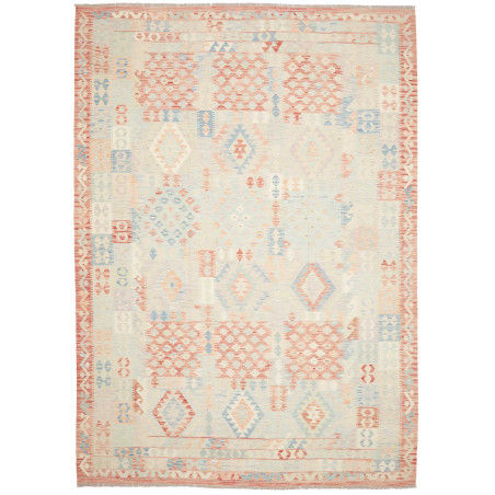 Tappeto Killim Afgahnistan Azzurro Polvere Terracotta 247x34