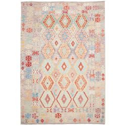 Tappeto Killim Afgahnistan Grigio Tortora Corallo 207x297 cm