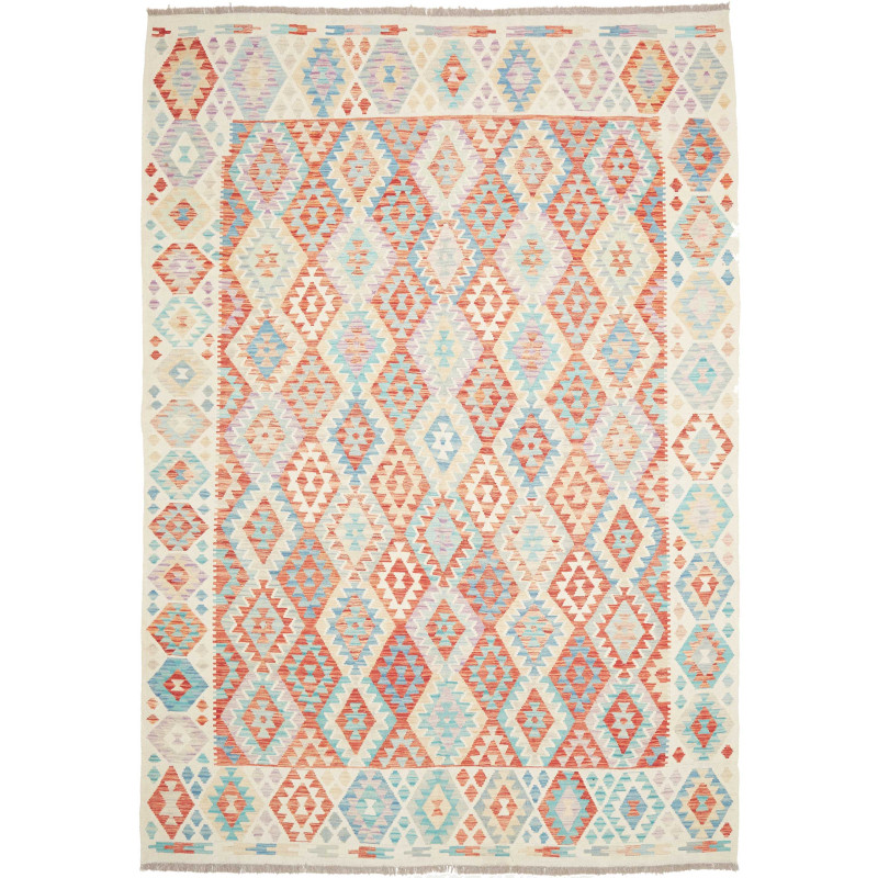 Tappeto Killim Afgahnistan Crema Arancio Corallo 214x296 cm