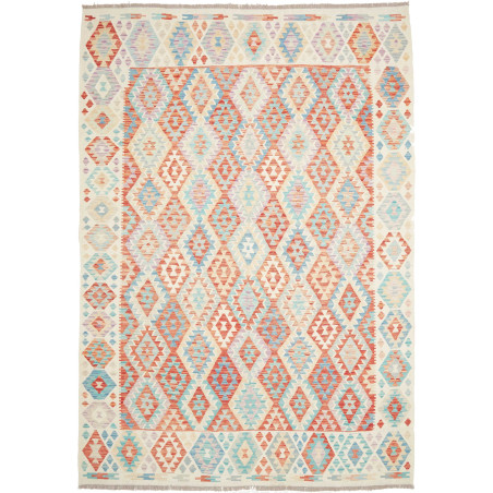 Tappeto Killim Afgahnistan Crema Arancio Corallo 214x296 cm