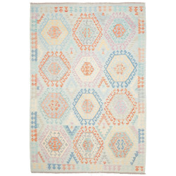 Tappeto Killim Afgahnistan Azzurro Tenue Multicolore Pastell