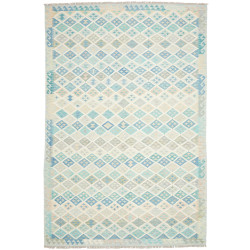 Tappeto Killim Afgahnistan Azzurro Turchese E Neutro 202x300