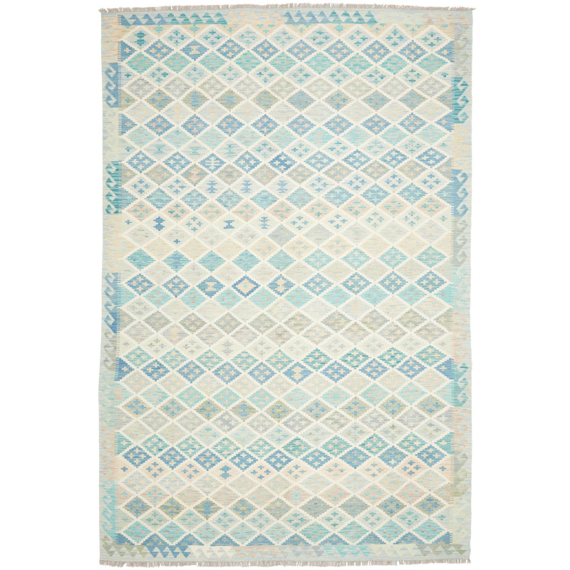 Tappeto Killim Afgahnistan Azzurro Turchese E Neutro 202x300