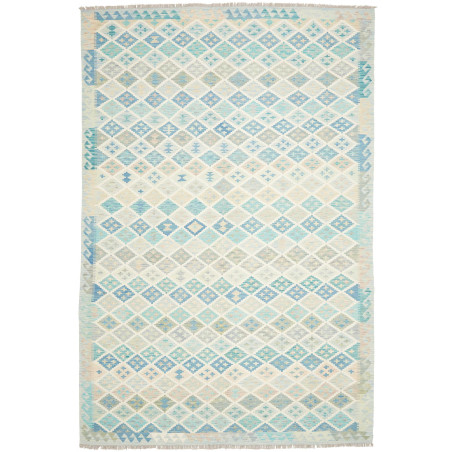 Tappeto Killim Afgahnistan Azzurro Turchese E Neutro 202x300