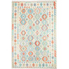 Tappeto Kilim Afghanistan Bianco Sporco Turchese 198x297 cm