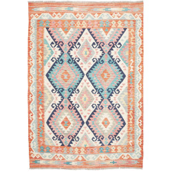 Tappeto Kilim Afghanistan Arancione Bruciato Turchese 180x25