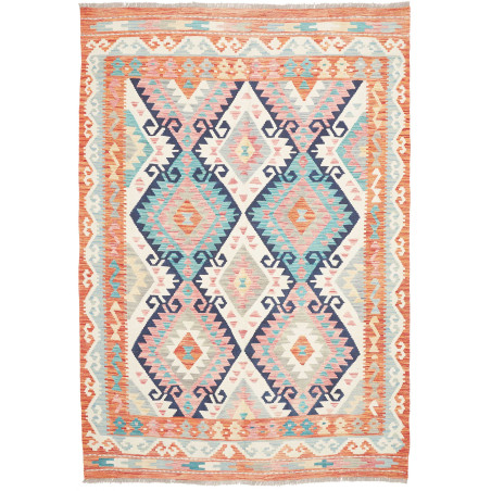 Tappeto Kilim Afghanistan Arancione Bruciato Turchese 180x25