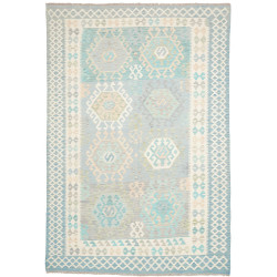 Tappeto Kilim Afghanistan Azzurro Cielo Turchese 202x297 cm