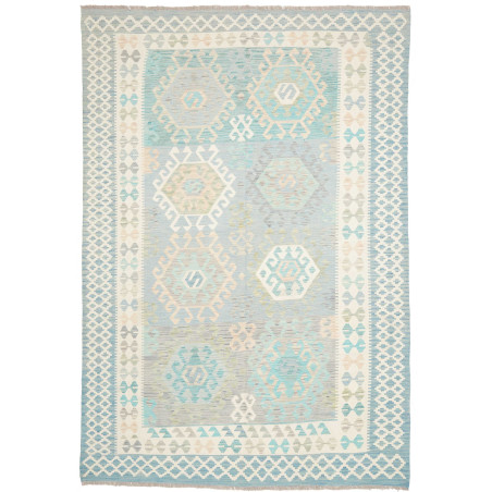 Tappeto Kilim Afghanistan Azzurro Cielo Turchese 202x297 cm