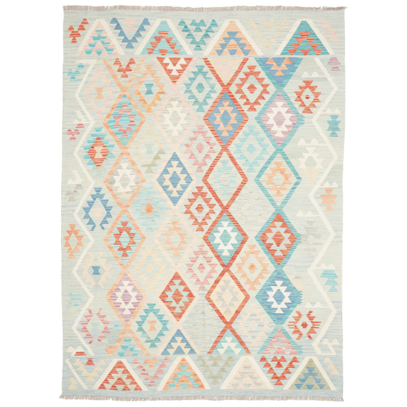 Tappeto Kilim Afghanistan Azzurro Corallo 178x247 cm
