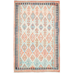Tappeto Kilim Afghanistan Arancio Corallo Azzurro Acquamarin