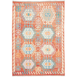 Tappeto Kilim Afghanistan Arancione Terracotta Azzurro 173x2