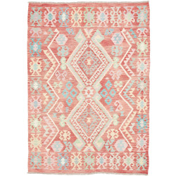 Tappeto Kilim Afghanistan Rosso Terracotta Blu Acqua 172x240