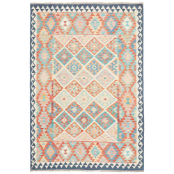 Tappeto Kilim Afghanistan Blu Turchese Arancione Terracotta