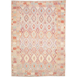 Tappeto Kilim Afghanistan Multicolore pesca Rosso Tenue 253x