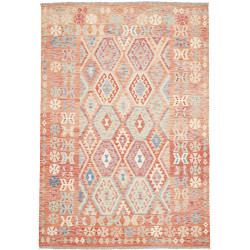 Tappeto Kilim Afghanistan Arancione Terracotta Azzurro Paste