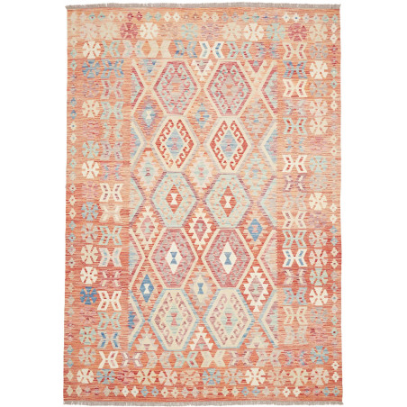 Tappeto Kilim Afghanistan Arancione Terracotta Azzurro Paste