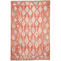 Tappeto Kilim Afghanistan Rosso Terracotta Celeste 203x306 c