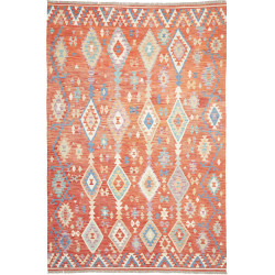 Tappeto Kilim Afghanistan Rosso Terracota Arancione Bruciato