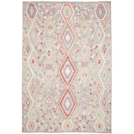 Tappeto Kilim Afghanistan Grigio-lilla Turchese 203x301 cm