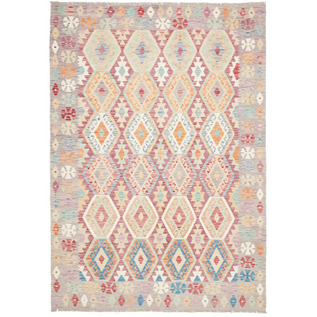 Tappeto Kilim Afghanistan Grigio-lavanda Rosso Terracotta 17