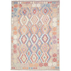 Tappeto Kilim Afghanistan Grigio Lavanda Blu 180x258 cm