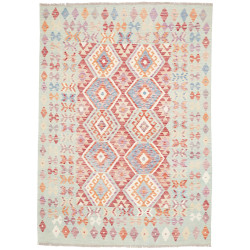 Tappeto Kilim Afghanistan Azzurro Menta Rosso 168x235 cm